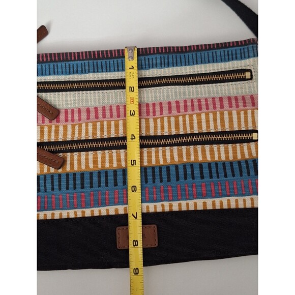 Fossil Passport Crossbody Purse Handbag Canvas Striped Multicolor Y2K Bohemian - Picture 13 of 13